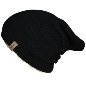Gorros Lana Beanie con Caida Negro